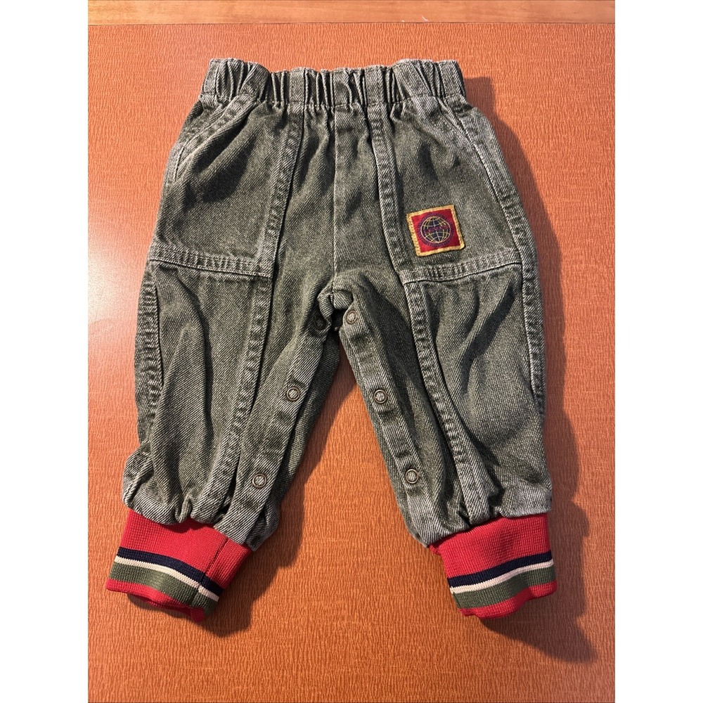 Vtg Little Levi's Jeans‎ Green With Red Striped Cuffs